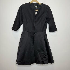 Ted Baker Wool and Satin Black Short Sleeve Swing Coat